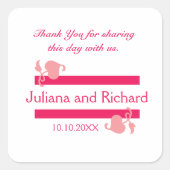 パーソナライズされたありがとう結婚式の引き出物シール スクエアシール (正面)