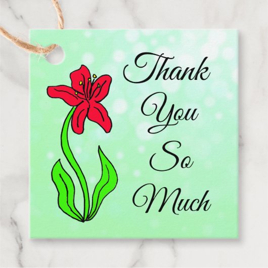 パーソナライズされたありがとう花セージ緑のギフト フェイバータグ (正面)