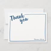 パーソナライズされたありがとうFlat Note, Navy Blue Script サンキューカード (正面)