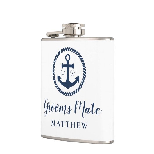 パーソナライズされたいかりグルームズメ航海のトグロームズ フラスク (左)