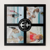 パーソナライズされたいかりフォトコラージブラック ジグソーパズル (横)