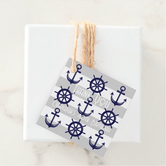 パーソナライズされたいかりボートホイストライプのール フェイバータグ (インサイチュ)