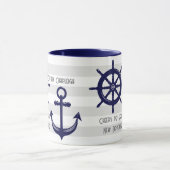 パーソナライズされたいかり及びボートホイールコ航海のーヒ マグカップ (中央)