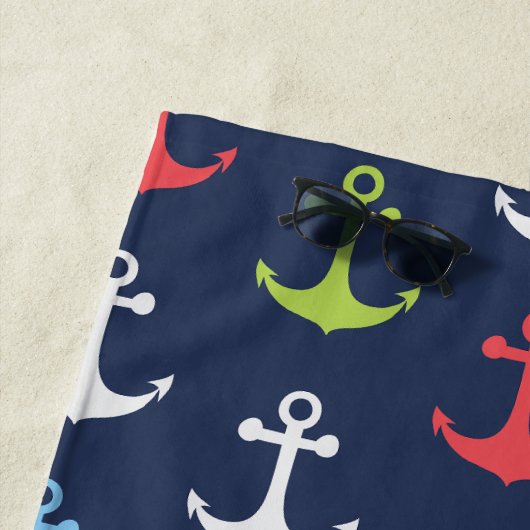 パーソナライズされたいかり航海の名前をカスタムする ビーチタオル (インサイチュ)