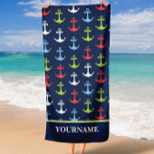 パーソナライズされたいかり航海の名前をカスタムする ビーチタオル