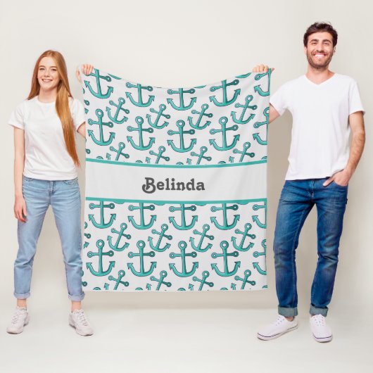 パーソナライズされたいかり航海の フリースブランケット (インサイチュ)