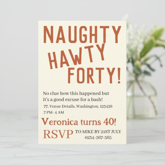 パーソナライズされたいけな40歳おもしろいの誕生日 招待状 (スタンド正面)