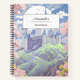パーソナライズされたおとぎの城のイラスト帳 パステル水彩 ノートブック