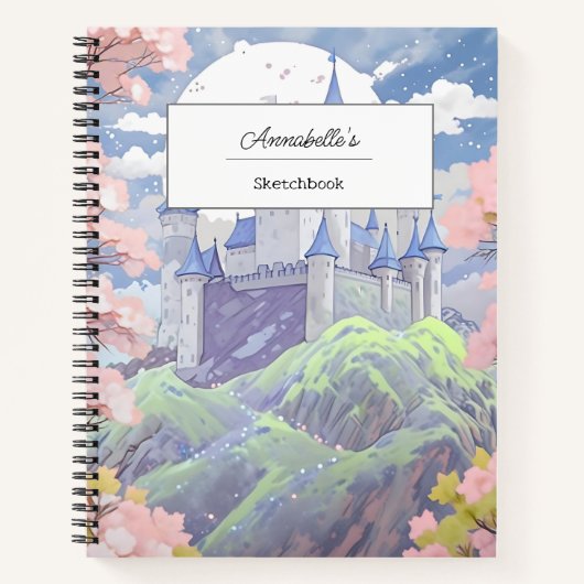 パーソナライズされたおとぎの城のイラスト帳 パステル水彩 ノートブック (正面)