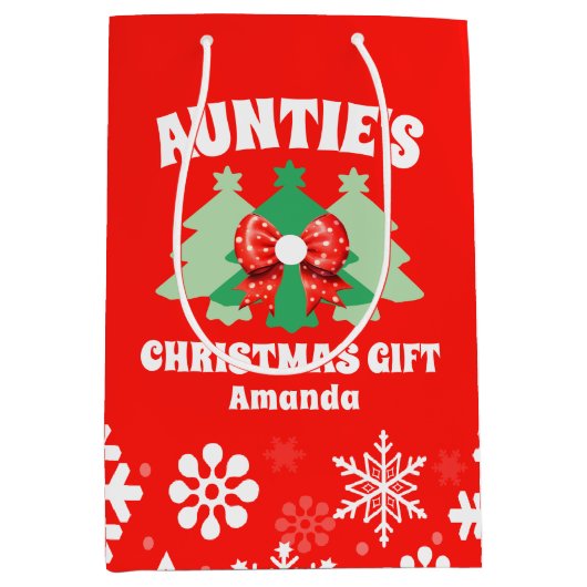 パーソナライズされたおばあちゃんのクリスマスプレゼント ミディアムペーパーバッグ (正面)