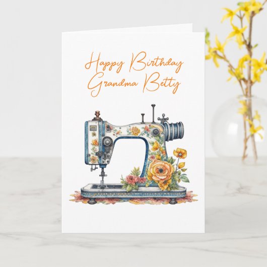 パーソナライズされたおばあちゃんの誕生日 |ヴィンテージ カード (黄色い花)