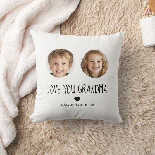 パーソナライズされたおばあちゃん | カスタム孫顔 クッション (ブランケット)