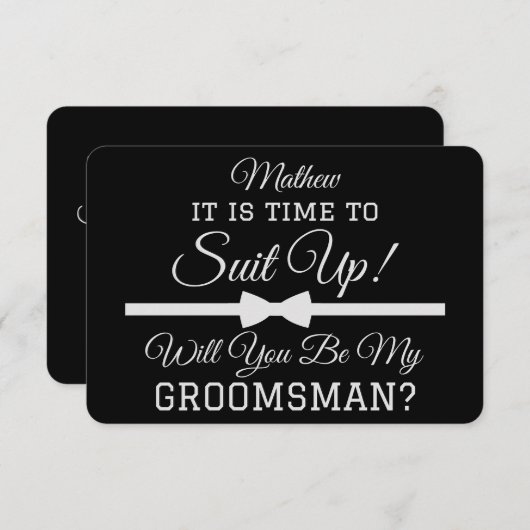 「パーソナライズされたおまえは俺の食料雑貨係になるかい?」 スーツを着る サンキューカード (正面/裏面)