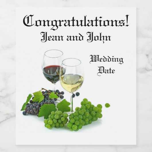 パーソナライズされたおめでとうのワ結婚インボトルラベル ワインラベル (シングルラベル)