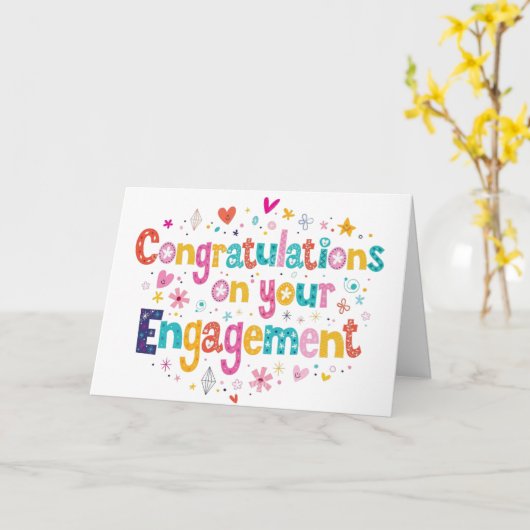 パーソナライズされたおめでとうの婚約 カード (黄色い花)