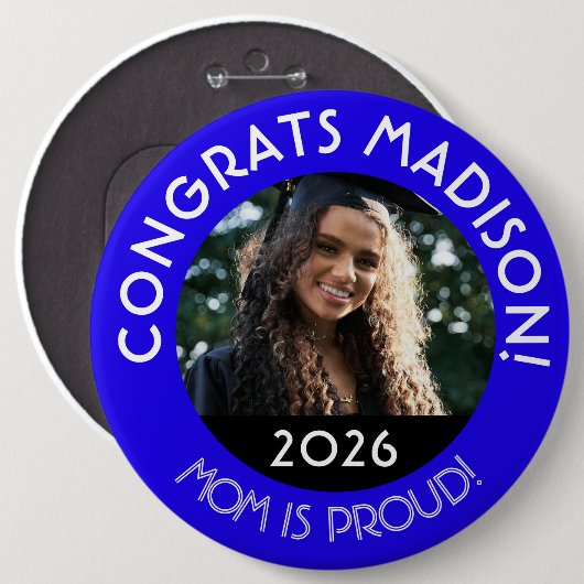 パーソナライズされたおめでとうグラードフォトマムブ誇りを持ったルー 缶バッジ (正面&裏面)