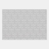 パーソナライズされたおめでとう名！ホワイト結婚・シルバー ラッピングペーパーシート (正面2)