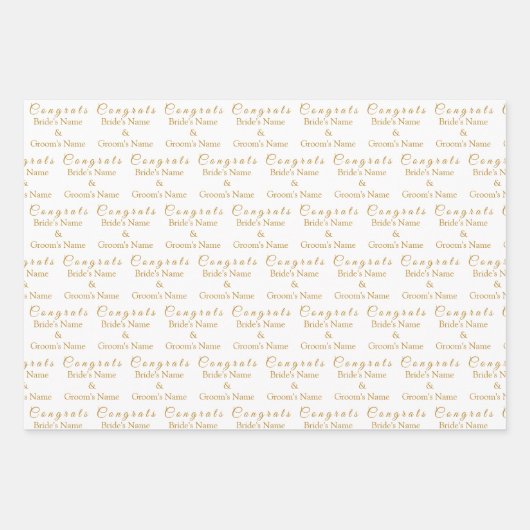 パーソナライズされたおめでとう名！ルクソール結婚金ゴールド ラッピングペーパーシート (正面3)