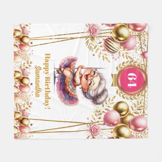 パーソナライズされたおもしろいおばあちゃん毛布誕生日 フリースブランケット (正面(横))