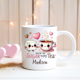 パーソナライズされたおもしろいカップル – 私のお茶に砂糖 コーヒーマグカップ