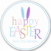 パーソナライズされたおもしろいカラフルバニー耳ハッピーイースター シール (正面)