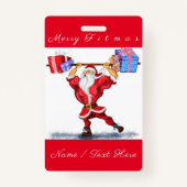 パーソナライズされたおもしろいクリスマス名バッジ バッジ (裏面)