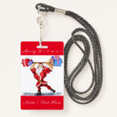 パーソナライズされたおもしろいクリスマス名バッジ バッジ (裏面ランヤード)