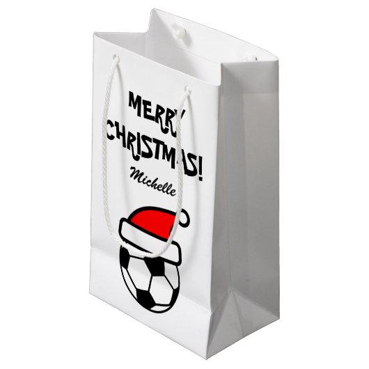 パーソナライズされたおもしろいサッカーのボール スモールペーパーバッグ (正面アングル)