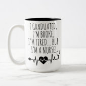 パーソナライズされたおもしろいナース卒業マグナース ツートーンマグカップ (左)