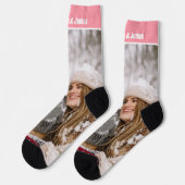 パーソナライズされたおもしろいノベルティ写真と文字テンプレート ソックス (左)