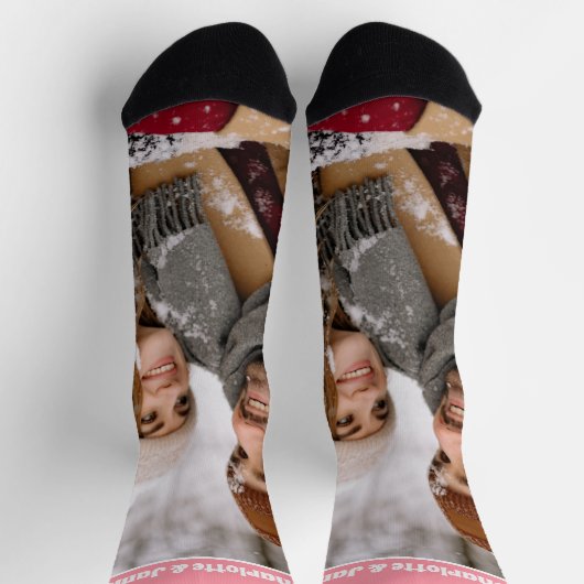 パーソナライズされたおもしろいノベルティ写真と文字テンプレート ソックス (上部)