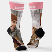 パーソナライズされたおもしろいノベルティ写真と文字テンプレート ソックス (傾斜あり)