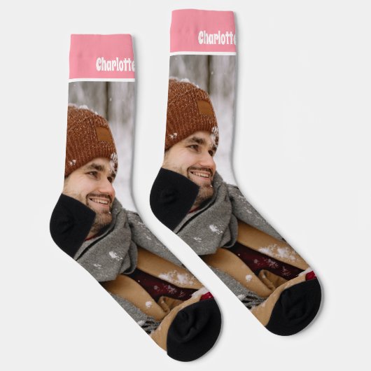 パーソナライズされたおもしろいノベルティ写真と文字テンプレート ソックス (右)