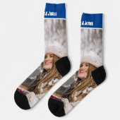 パーソナライズされたおもしろいノベルティ写真と文字テンプレート ソックス (左)