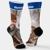 パーソナライズされたおもしろいノベルティ写真と文字テンプレート ソックス (傾斜あり)