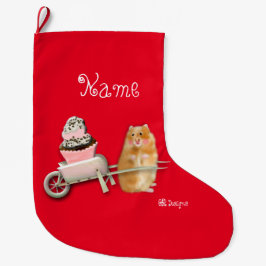 パーソナライズされたおもしろいハムスターストッキング ラージクリスマスストッキング