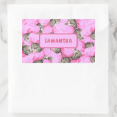 パーソナライズされたおもしろいピンク 長方形シール (バッグ)