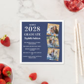 パーソナライズされたおもしろいファクトネイビーブルー写真卒業 スタンダードカクテルナプキン (インサイチュ)