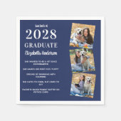 パーソナライズされたおもしろいファクトネイビーブルー写真卒業 スタンダードカクテルナプキン (正面)