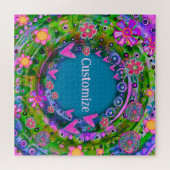 パーソナライズされたおもしろいフローラハート名 ジグソーパズル (横)