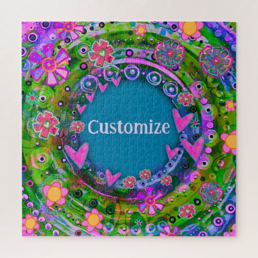 パーソナライズされたおもしろいフローラハート名 ジグソーパズル (縦)