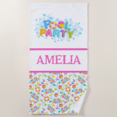 パーソナライズされたおもしろいプールパーティービーチタオル ビーチタオル (正面)