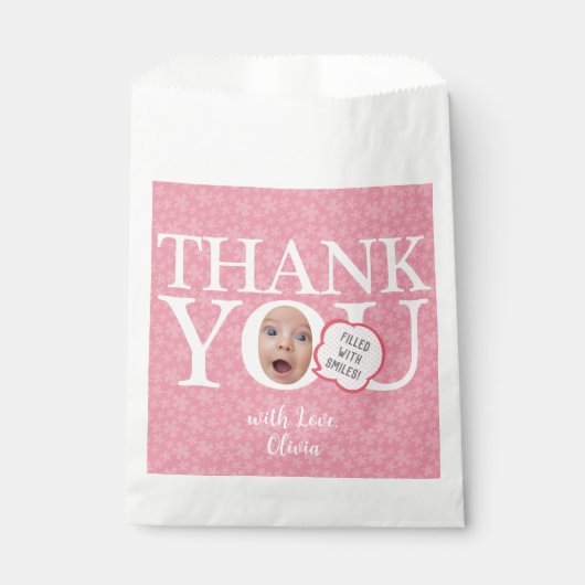 パーソナライズされたおもしろいベビー顔第1誕生日パーティー フェイバーバッグ (正面)
