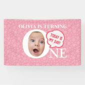 パーソナライズされたおもしろいベビー顔第1誕生日パーティー 横断幕 (横)