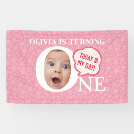 パーソナライズされたおもしろいベビー顔第1誕生日パーティー 横断幕