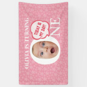 パーソナライズされたおもしろいベビー顔第1誕生日パーティー 横断幕 (縦)