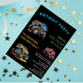 パーソナライズされたおもしろいモンスタートラック子供の誕生日 招待状