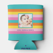 パーソナライズされたおもしろいレインボーストライプグラフィック 缶クーラー (裏面)