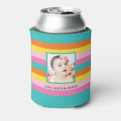 パーソナライズされたおもしろいレインボーストライプグラフィック 缶クーラー (缶裏面)