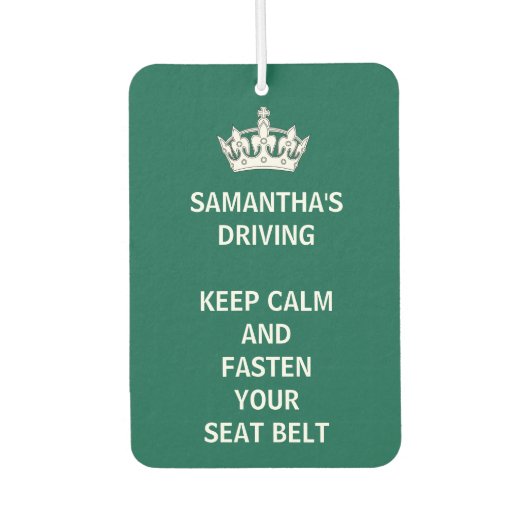 パーソナライズされたおもしろい保Calm Emerald Green Driving カーエアーフレッシュナー (正面)